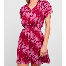 Nuevo con etiquetas Vestido Rieles para Mujer Fucsia Terrin Mangas Acampanadas Cintura Ajustada Forrado MED
