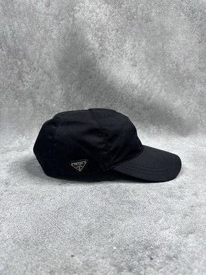 Prada Re-Nylon Triangle Logo Baseball Cap Black Adjustable Made in Italy Size M