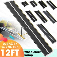 2/3/4/5/6/7/8/10/12FT Home Wheelchair Ramp Non-Skid Folding Aluminum Ramps Steps