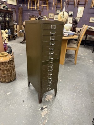 Vintage Industrial Aktenschrank aus Metall mit 15 Schubladen | Karteikartenschrank
