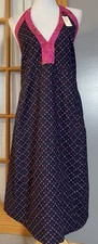 GAP Maternity Halter Dress Sz 2XL Navy Pink Geometric Backless Tie Sleeveless