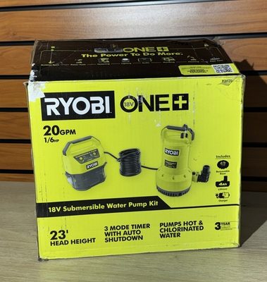 #ad #ad RYOBI ONE 18V Submersible Water Pump 20 GPM 1 6 HP 23’ Max Lift 3 Mode Timer $149.99