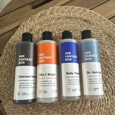 Bundle Her Fantasy Box Charcoal Detox Exfoliating Body Wash 8 OZ- Brand New