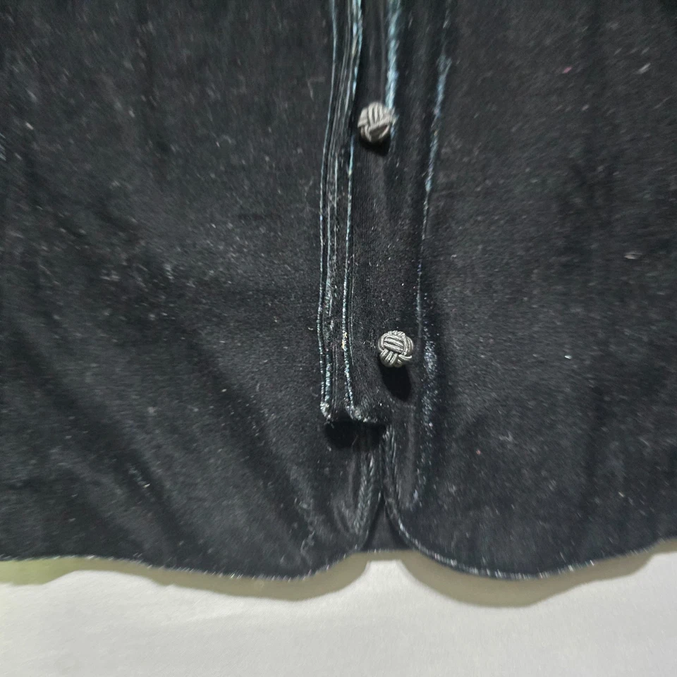 Camisa Top Coldwater Creek Terciopelo Negra Manga Larga Lujo Botones Talla Grande 1X Foto 2 de 4