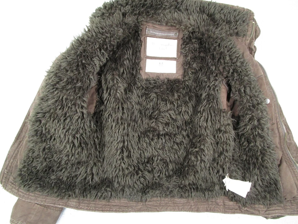 Abercrombie & Fitch Jacket Mens Medium Brown Faux Fur Lined Field Sawtooth - Image 4 of 4
