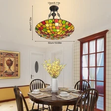 Pendant Light  Antique Stained Glass Inverted Ceiling Pendant  Lamp Chandeliers