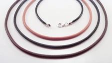 3mm smooth leather sterling silver necklace black brown natural u pick length