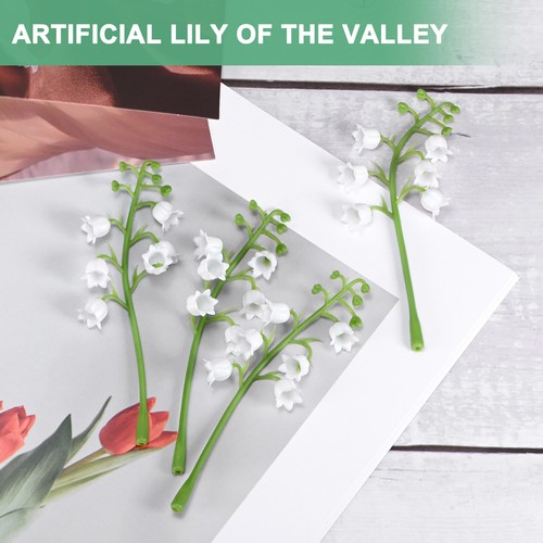 60-Pack Artificial Flower with Stems, Fake Lily of the Valley Flowers Leaf Decor - Picture 4 of 6