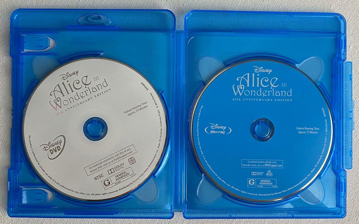 DISNEY ALICE IN WONDERLAND BLU RAY DVD 2 DISC SET + RARE SLIPCOVER