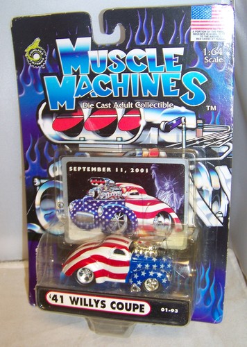 1:64 MUSCLE MACHINES SEPTEMBER 11 2001 '41 WILLY COUPE STARS & STRIPES 01-93 NIP