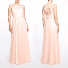 Marchesa Bridesmaid Sicily Blush Pink Gown Tulle Pleated Sleeveless Dress Sz 6