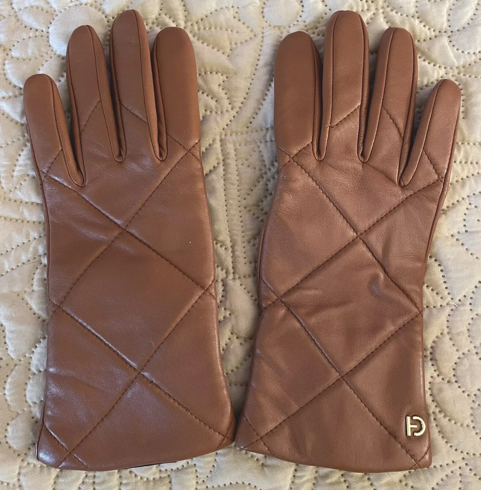 Guantes de cuero para mujer Cole Haan talla L color tostado venta al por menor $98 Foto 2 de 4