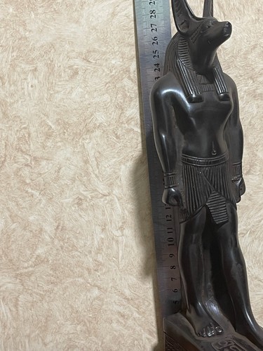 29cm Ebros Anubis Egyptian God afterlife Handmade Black Statue of Basalt stone - Picture 17 of 23
