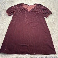 Old Navy Women's M Red Split Neck Puff Sleeve Shift Dress Romantic Christmas