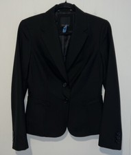 The Limited Womens Black Button Up Blazer With Faux Pockets RR3