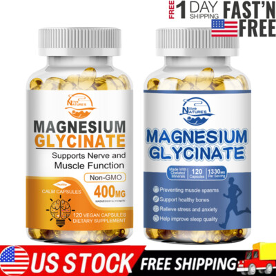 Magnesium Glycinate 400mg - 120 Capsules For Sleep, Stress Relief Support Bone