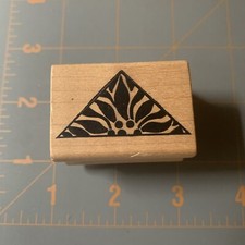 Magenta- Wood Rubber Stamp Flower Floral Corner Triangle