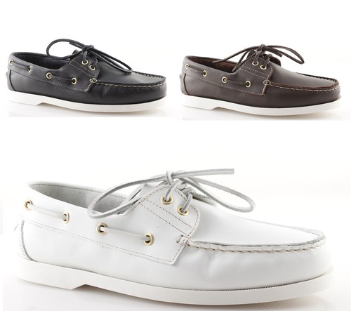 Mocassini barca uomo pelle blu bianchi marrone scarpe estive comode mare |  eBay
