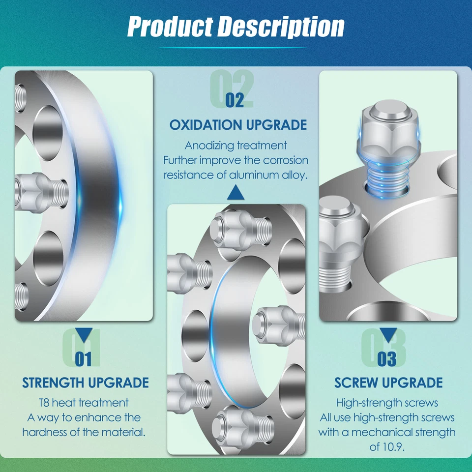 4 piezas espaciadores de rueda 1,25" 5x4,5 5x114,3 para Lincoln Town Car Ford Mustang Falcon Foto 3 de 4
