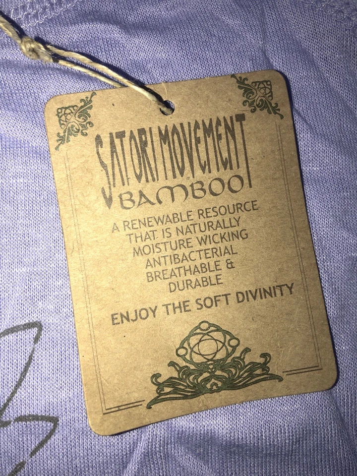 Camiseta Top Satori Divine Movement Eco Bambú Borde Crudo Floral Púrpura M Nueva con Etiquetas Foto 3 de 4