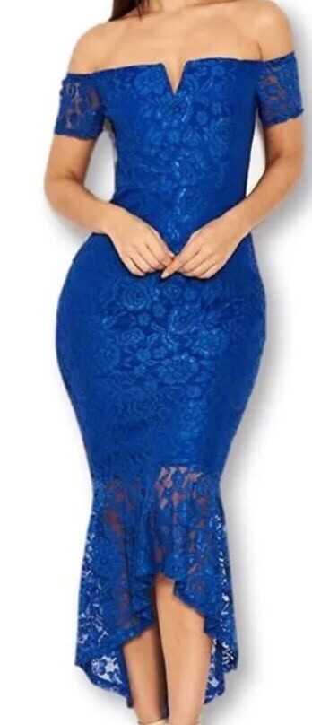 AX Paris Lace Bardot Fishtail Dress | eBay
