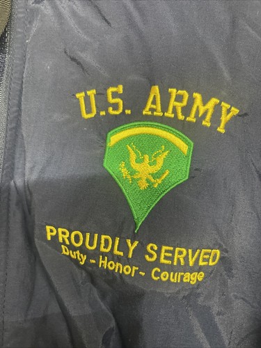 US Army proudly Served Duty-Honor-Courage lined windbreaker jacket w Hoodie XL - Picture 2 of 5