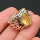 Yellow Citrine Men's Ring 925 Sterling Silver Handmade-Statement All Size-BJ147