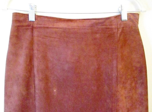 Vintage Lord and Taylor Chocolate Brown Suede Pencil / Straight Skirt, Size 12 - Picture 2 of 11