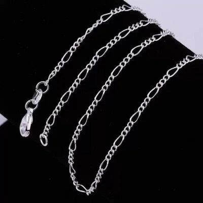 925er Sterling Silberkette Figarokette Männer Frauen 40-75 cm - Bild 1 von 4