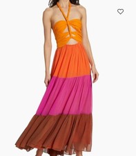 Farm Rio -Colorblocked Halter Maxi Dress