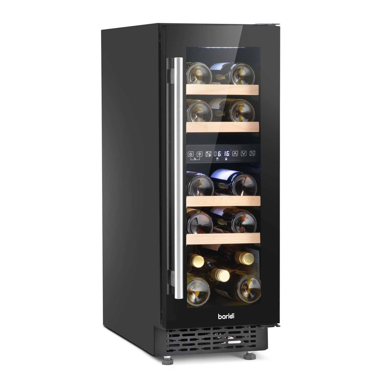 Wine Cooler 17 Bottle, Dual Zone Slim, 30cm, Touch Screen Black