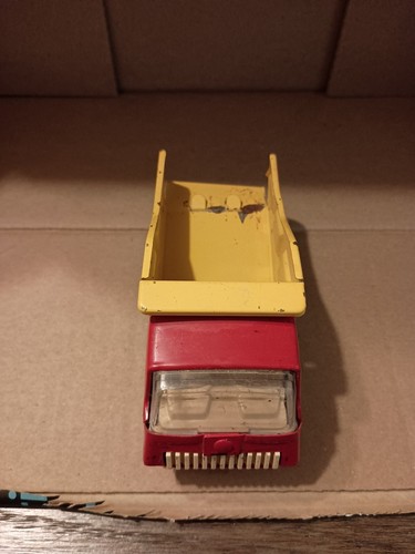 TONKA YELLOW RED DUMP TRUCK DIECAST METAL VINTAGE 6 WHEELS BED LIFT 5" 70s 80s - Picture 7 of 12