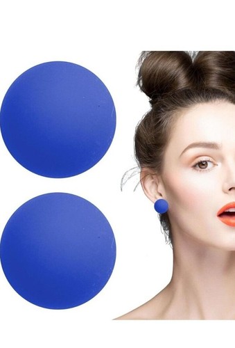 ROUND button style stud earrings multicolour option Pierced stainless steel post - Picture 34 of 57