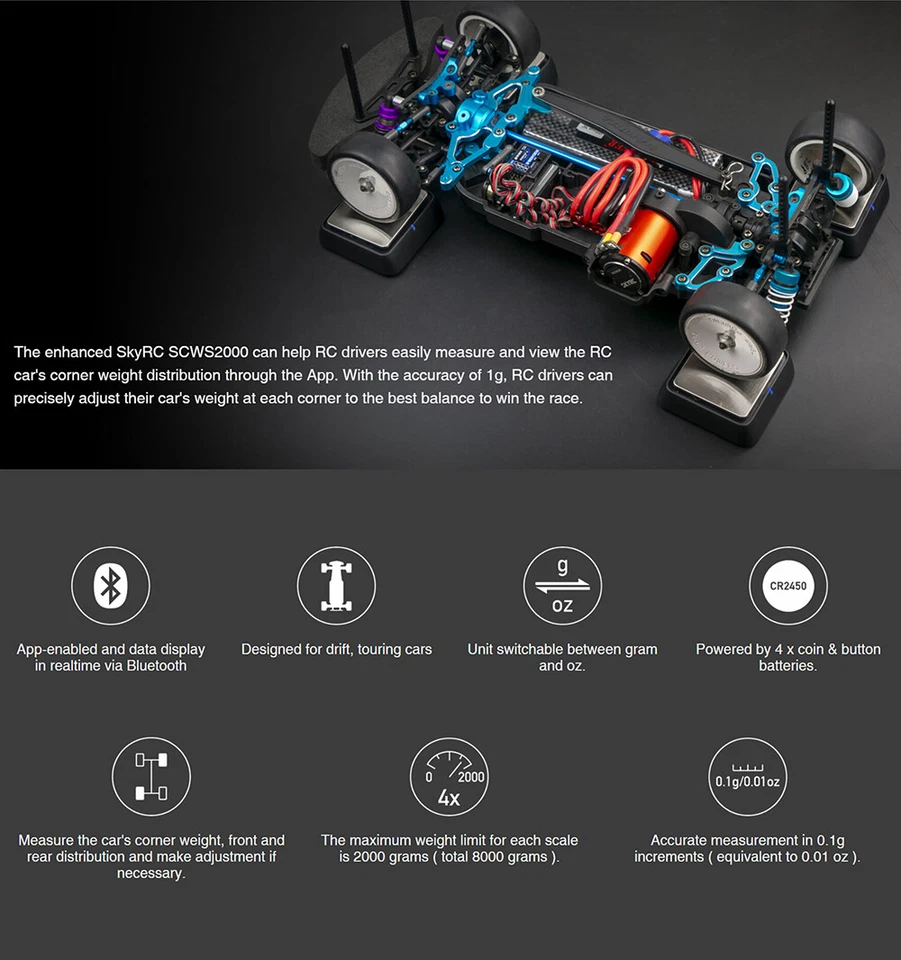 SKYRC Corner Weight System RC Car Balancing Scale Kit for 1/8 1/10 1/12 RC Car - Image 3 of 4