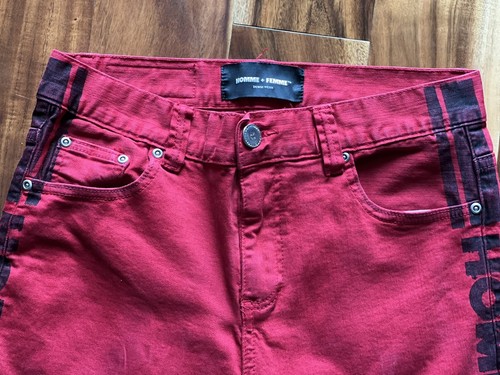Homme + Femme LA Red Jeans Pants Size 30 - Picture 2 of 4