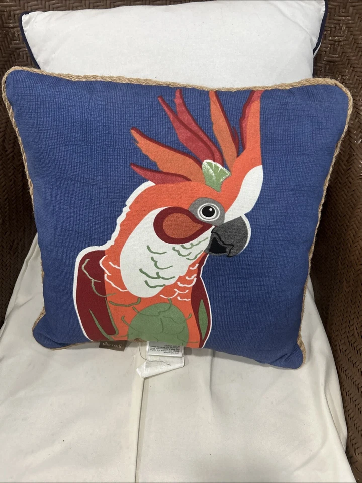 ALLEN & ROTH PARROT BIRD, INDOOR/OUTDOOR WITH ROPE EDGE. 16" SQ. PRICE FOR 2. - Image 2 of 2