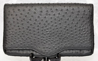 Clutch Business Schultertasche Kunstleder schwarz STRAUß STRAUSSEN OPTIK