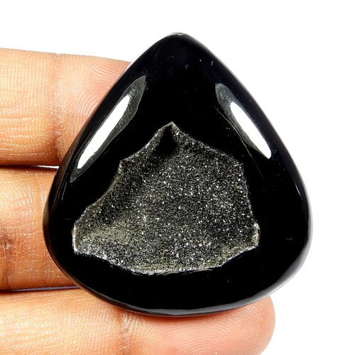 Natural Black Onyx Agate Druzy Trendy Cabochon Gemstone Loose For Jewelry OZ-B - Picture 55 of 70