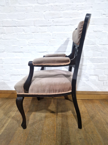 Antique Victorian carved salon chair - library reading armchair - bedroom chair - Picture 15 of 19