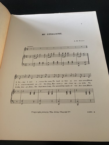 Partitura musical rara 1885 AM Bruner My Geraldine de John Church Co Cincinnati - Imagen 2 de 5