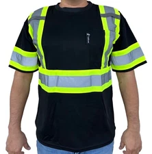 Short Sleeve Black High Visibility Safety Shirt
