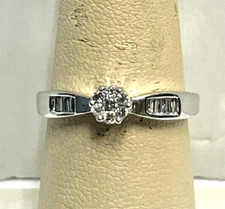 Classic Solid 14k White Gold Diamond Engagement Ring w/ Natural Diamonds size 7