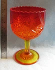 Vintage Fenton or Viking Amberina Glass Daisy and Button Compote