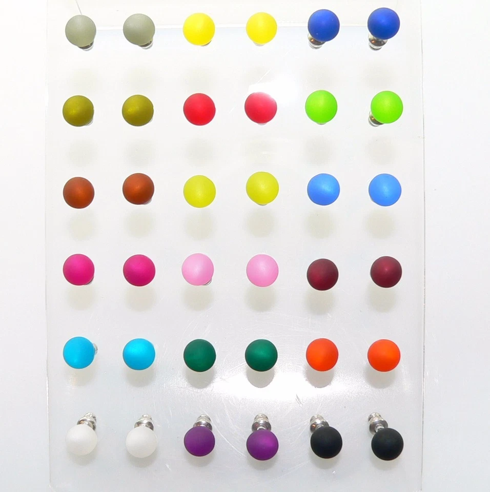 original Polaris Ohrstecker Edelstahl 8 mm Perle Kugel Rund Farben Auswahl 02a - Bild 4 von 4