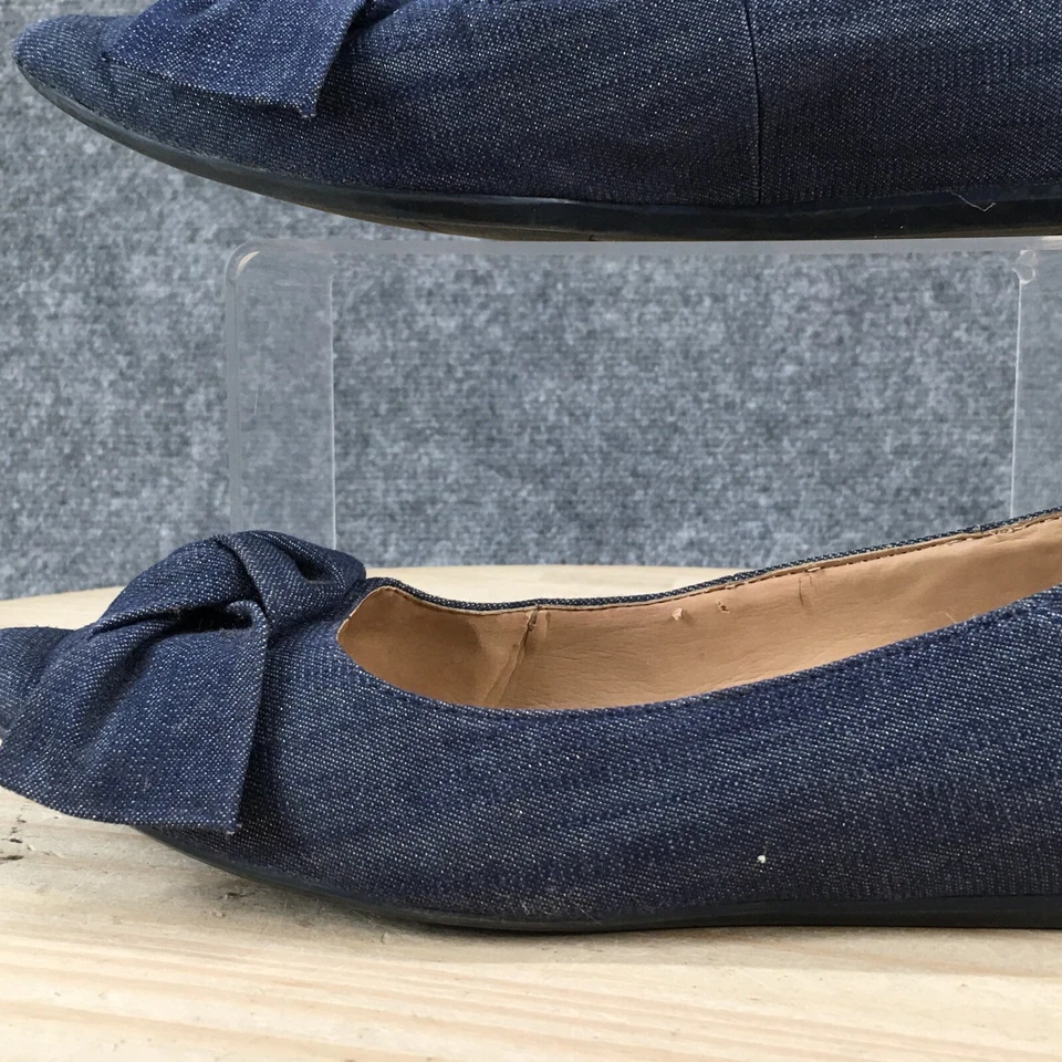 Zapatos Franco Sarto Mujer 7 M Abilene Sin Cordones Punta Ballet Planos Tela Azul Foto 3 de 4