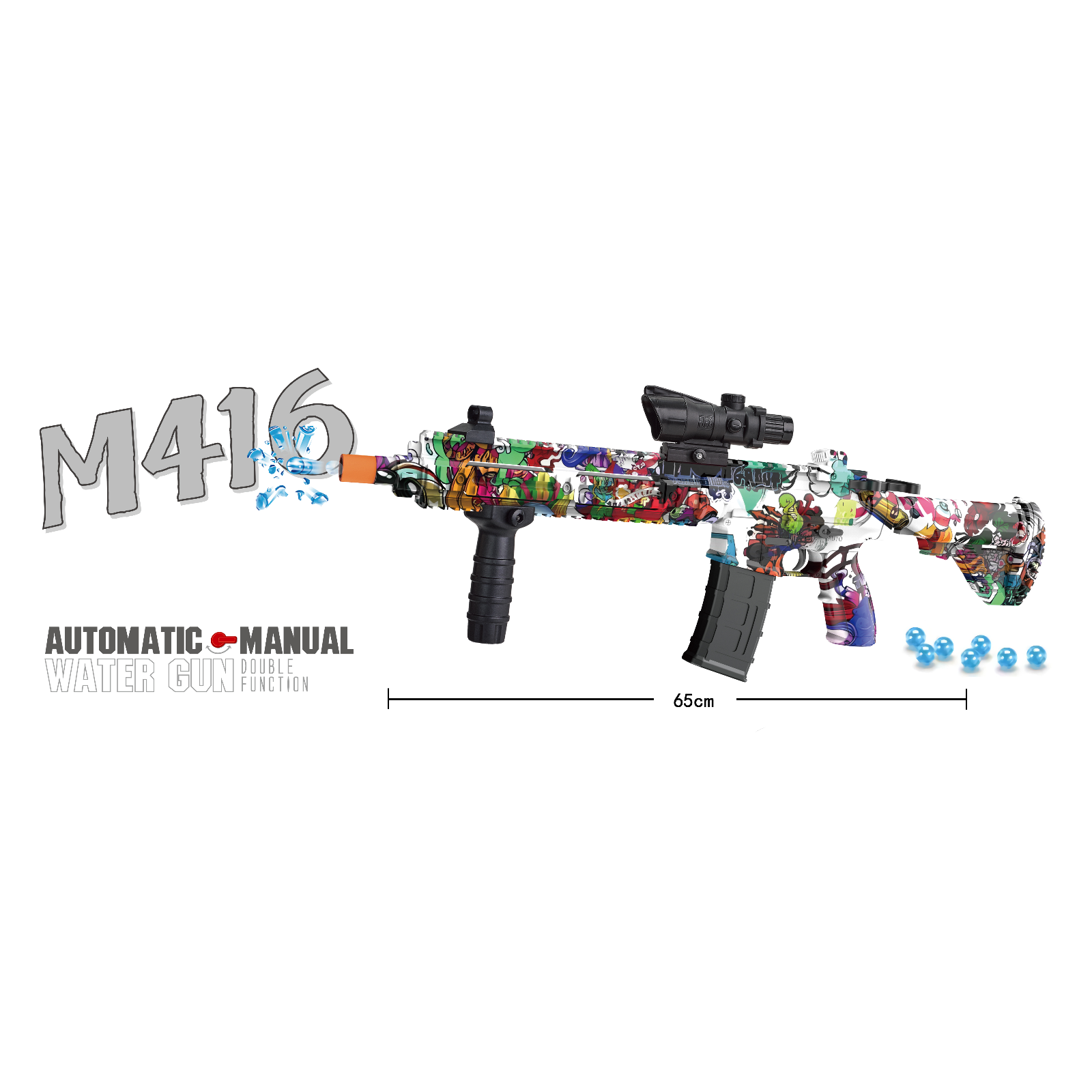 Toy Blaster Splatter Toy Gun Cool M416 Graffiti Rechargeable Battery Outdoor Fun