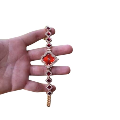 Clover Charm watch wristwatch Shamrock Gold luxury quartz rhinestones bracelet - Picture 7 of 28