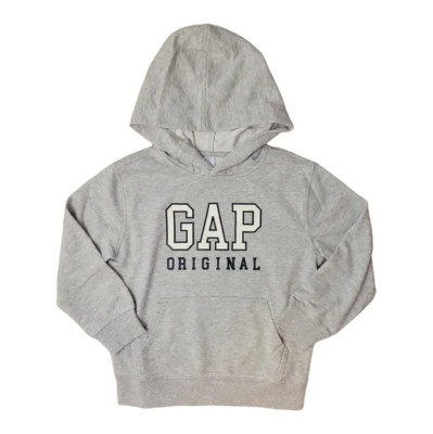 NWT Gap Kids Boy's Logo Hoodie Sweatshirt Grey Heather Large