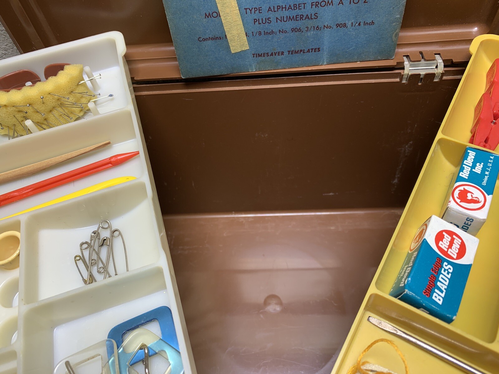 Vintage Wilson Wil-Hold Large Brown Plastic Sewing Box Lot Of 4! All Accessories