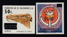 EL SALVADOR Marimba de Arco & Panamerican Games Surcharges MNH set
